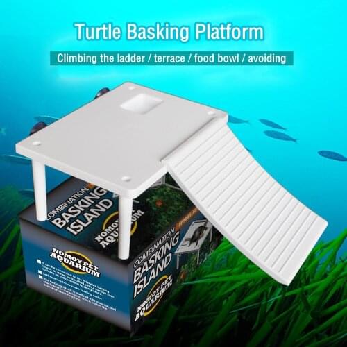 Turtle Basking Platform Fish Tank Aquarium Ladder Island Reptile Ramp Tortoise Resting Terrace with 2PCS Suction Cups