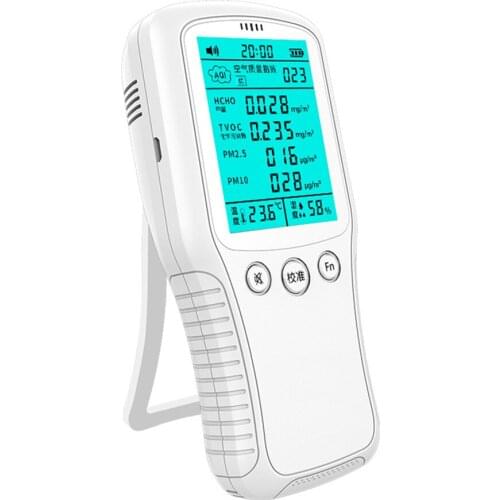 LCD Digital Air Quality Monitor Portable Accurate Temperature and Humidity Formaldehyde PM2.5 Detector Meter HCHO TVOC AQI