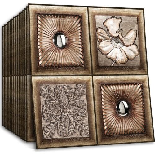 Self Adhesive Vintage Wall Paper 3D Faux Textured Backgound Wall Pattern Flowers Cover Wallpaper for Livingroom Bedroom Murals