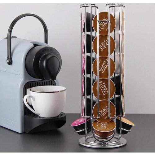 24Cups Silver Coffee Pod Holder For Dolce Gusto Capsule Display Capsule Rack Stainless Steel Tower Stand Storage Shelves 2021