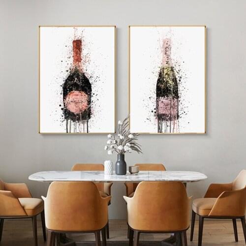 Nordic Style Champagne Graffiti Art Canvas Painting Abstract Posters and Print Wall Pictures for Living Room Home Decor Unframed