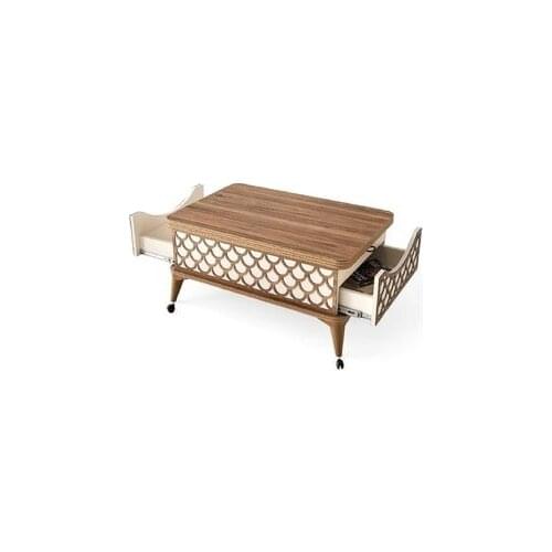 Modern lux LAND_17 Double Drawers Wheel Smart Coffee table coffe table