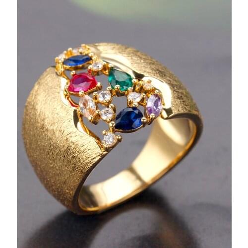 Bride Talk Engagement Wedding Crystal Shiny Rings For Women Gift Luxury Rings Paved Zirconia Brass Jewelry Accessories