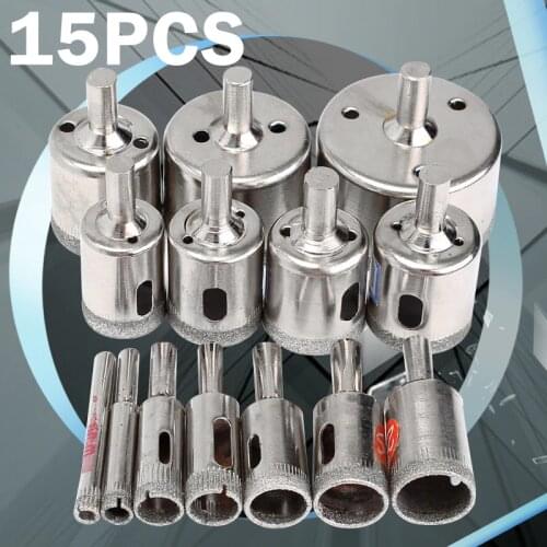 15Pcs/Set Diamond Hole Saw Tile Drill Bits For Glass Ceramic Porcelain Marble Drill Bit 6mm-50mm
