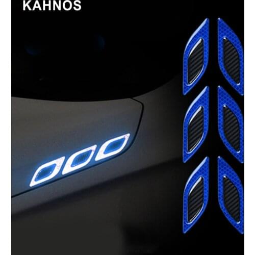 6Pcs/SetCar Reflective Strips Carbon fiber Car Sticker Truck Auto Anti-Scratch Safety Warning Sticker Car Exterior Accessories