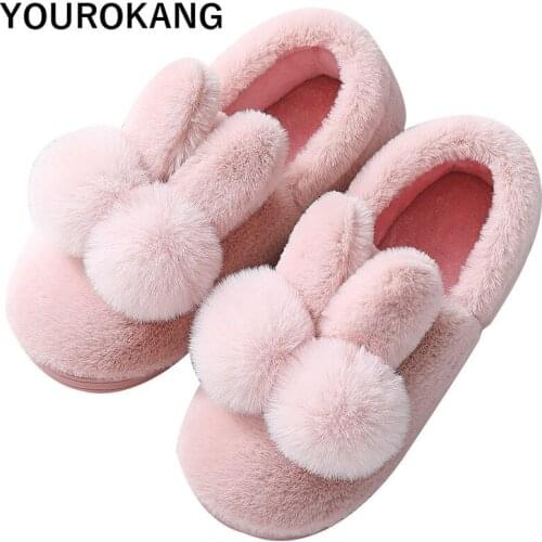Winter Warm Women Shoes Plush Slippers Cartoon Cute Household Bedroom Home Shoes for Ladies Unisex Couple Rabbit Shoes Hot Sale