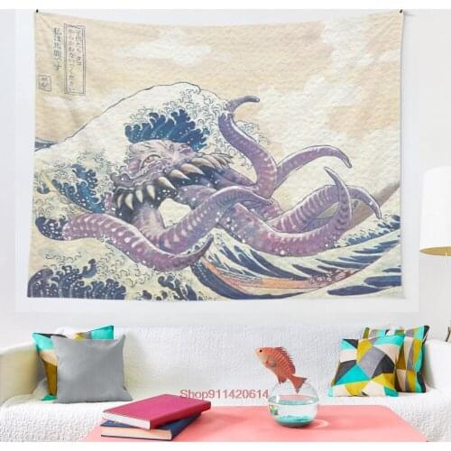 The Great Ultros Off Kanagawa tapestry Wall Tapestry Wall Hanging Wall Decor Blanket Bedding Curtain Throw