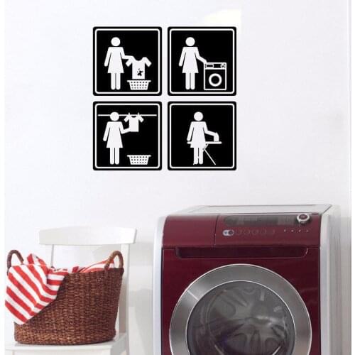 Special Design Laundry Room Logo Vinyl Wall Sticker Decor Modern Clothesline Home Decals Window Art Mural Room Stickers ph415