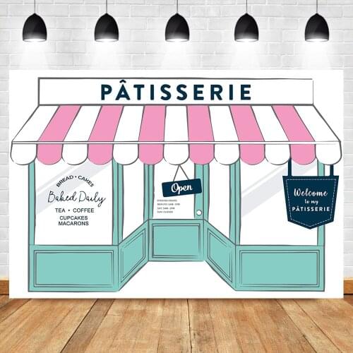 NeoBack Patisserie Buffet Backdrop Bake Shop Birthday Photography Background Vinyl French Cafe Patisserie Party Banner Backdrops