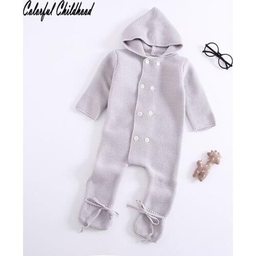 Colorful Childhood Newborn Infant Autumn Winter Baby Girl Boy Warm Thickening Long Romper Outer Clothes For 6m 12m 18m 24m