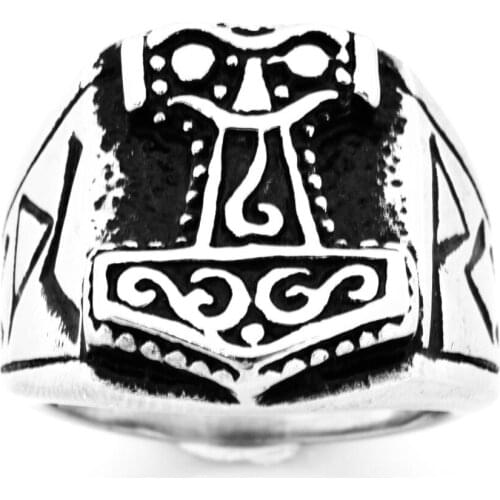 FANSSTEEL Stainless Steel Jewelry Mjolnir Viking Thors Hammer Ring FSR09W58
