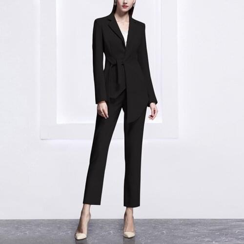 Professional wear womens suit temperament high-end fashion pink OL office ladies suit nine pants two sets of womens overalls