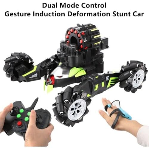 Gesture Induction Deformation RC Stunt Car Dual Control Mode Three Weapons Launch Sideway Driving Lift Turret Auto Demo Car Toy