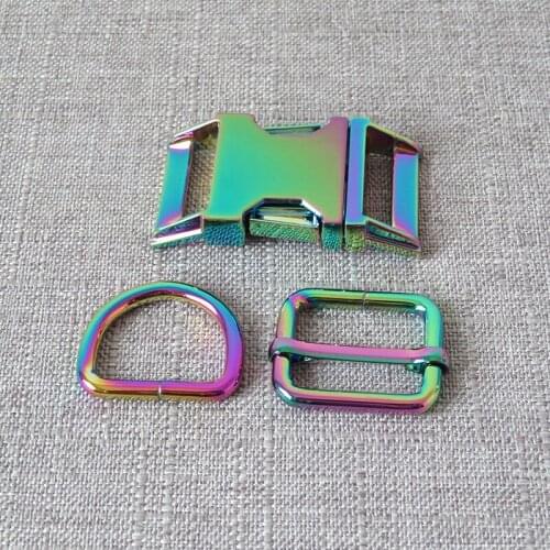 1 Set 25mm Strong DIY Dog Collar Paracord Metal D Ring Buckle Hardware Rectangular Loop Straps Bag Belt Adjuster Clasp Accessory