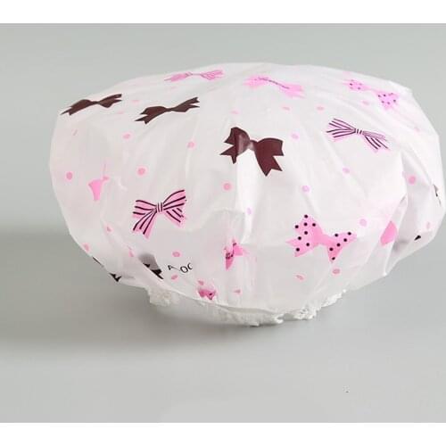 1PC Waterproof Shower Cap Thicken Lovely Bath Hat Solid Color One-Off Elastic Bathing Cap Bathroom Accessories for Women