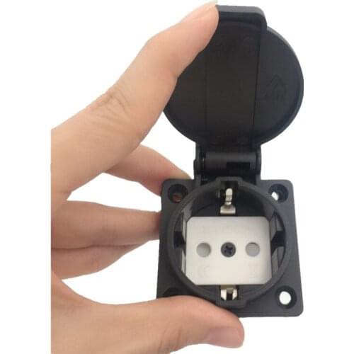 10pcs Germany France Waterproof AC power socket 16A 250V wired German EU Industrial Plug Electrical Socket with waterproof cover