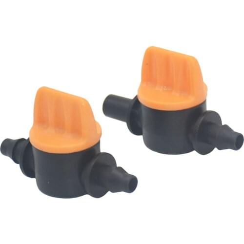 100pcs 4/7mm Hose Garden Tap 1/4" To 6mm Mini Valve Garden Drip Irrigation Fittings Pipe Connectors Water Valve