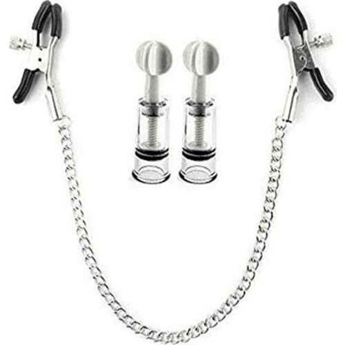 3 pcs 30cm Chains Metal Nipple Clamps Pump Sex Toys Nipples Clips Adult Games For Couples Cosplay Game Flirt Women Doll Famale