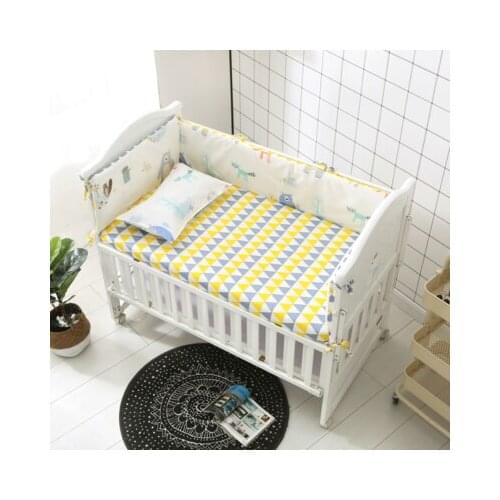 6pcs Cartoon With Filler New baby bedding kit baby cotton kit berço Bumpers (4bumper+sheet+pillow cover)