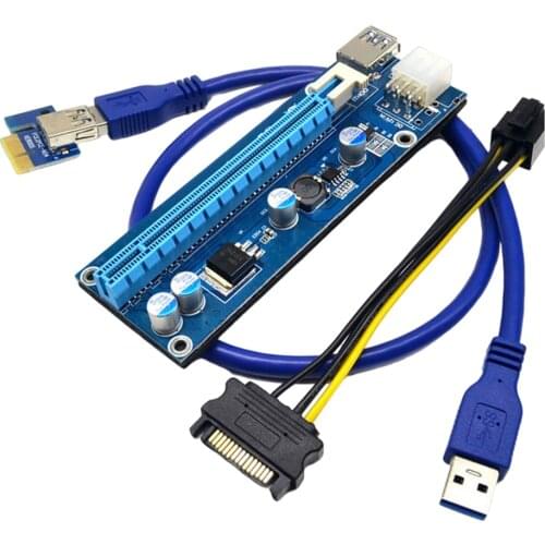 60cm Laptop PCI-E PCI-e Riser Express 1x to 16x USB3.0 USB 6Pin Graphics Extension Card Power Adapter Cable