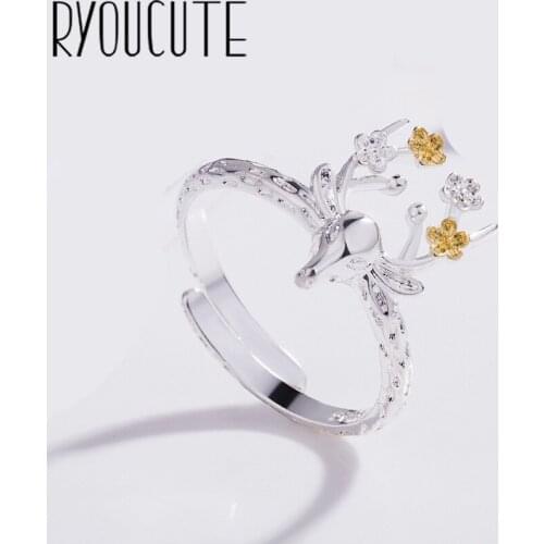 Bohemian New Silver Color Big Deer Rings for Women Gift Adjustable Size Antique Ring Wedding Jewelry Wholesale