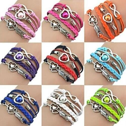 2019 New Fashion Multi-layer Bracelets Lovers Couple Charm Rope Chain Heart-shaped Beaded Bracelet Modern Jewelry Accessories
