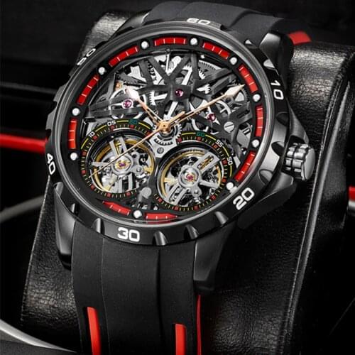 APNUONR new original design mens mechanical watch waterproof silicone belt casual business mens clock