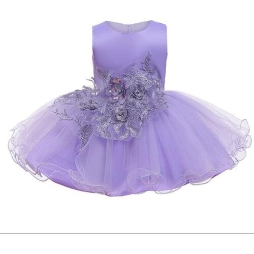D0117 Tutu Embroidery Princess Baby Girl Dress 2020 Spring Party Wedding Easter Day Kid Dress For Girl Wholesale Child Clothes