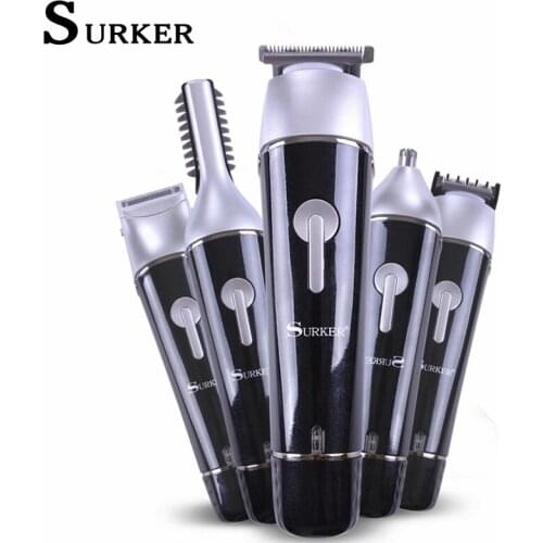 Surker 5 In 1 Electric Hair Trimmer IPX5 Waterproof Men Haircut Machine Professional Barber Rechargeable Hair Clipper SK-0068