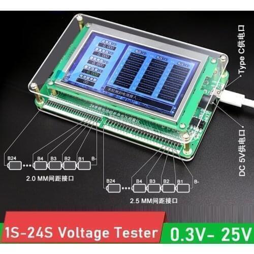 1S to 24S Lithium Battery Pack Single Cell Measurement Series String Voltage Measuring Instrument Identify Tester Li-ion Lifepo4