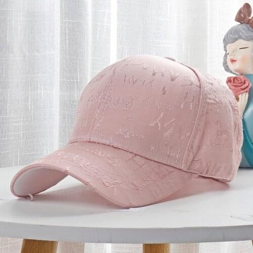 Women summer solid color baseball cap embroidery letter lady Korean fashion sun protection sun shade caps men outing sun hat