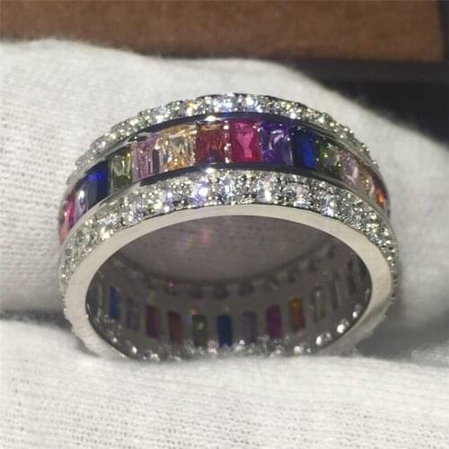 Promise ring White Gold Filled Engagement Wedding Band Rings for women Princess cut Mutil AAAAA zircon cz Female Finger Jewelry