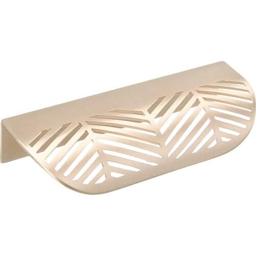 Leaf Shaped Light Luxury Handle Golden Brass Nordic Simple Drawer Pull Knobs Home Hardware Handle 1pc