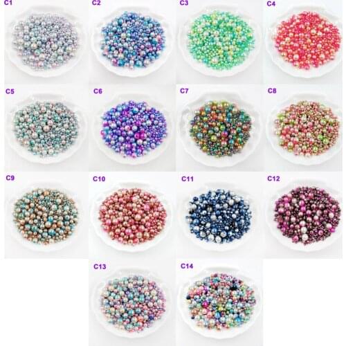 Multi Option Mixed 3/4/5/6/8/10/12mm Round Imitation Rainbow Color Plastic ABS Pearl Beads for Garment Bags Shoes Jewelry Making