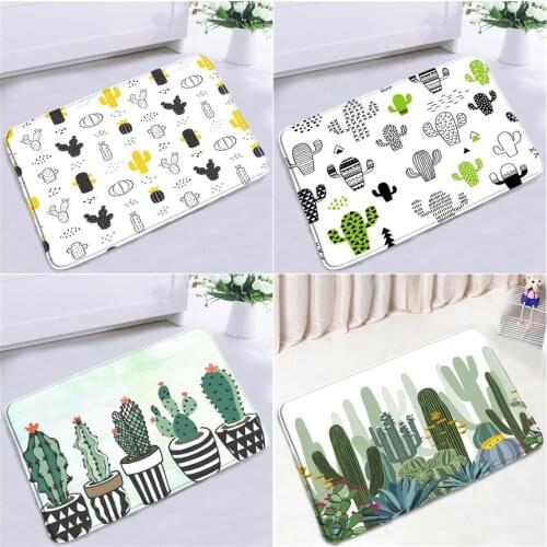 Cartoon Cactus Bathroom Mat Tropical Green Plants Nordic Home Decor Door Pad Bedroom Room Floor Carpet Non-slip Bath Mats Rugs