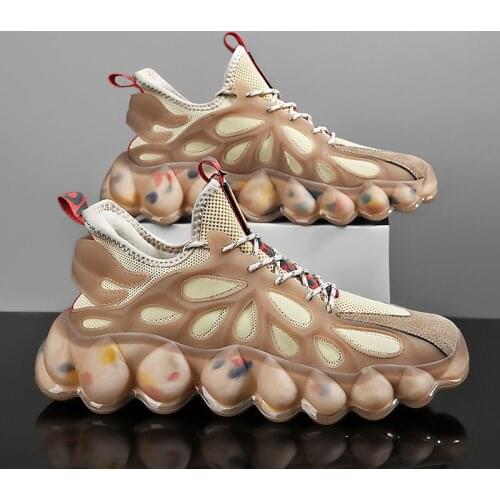 Men Luminous Chunky Sneakers Popcorn Bottom Leisure Running Shoes Non-Slip Cushioning Outdoor Footwear Teens High Street Zapatos