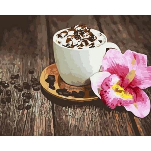 CHENISTORY Bud coffee painting by numbers for home Painting By Numbers acrylic Canvas DIY For Home Decoration Art Gift Framed