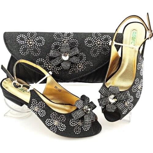 Doershow Italian Shoes And Bag Sets For Evening Party With Stones Italian Leather Handbags Match Bags! SFG1-2