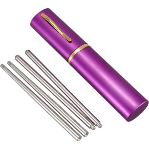 New Aluminum Pen Shape Shell Stainless Steel Folding Travel Chopsticks,Silver