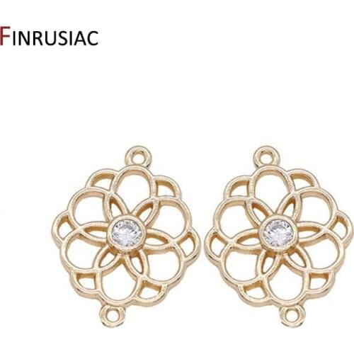 Wholesale 14k Gold Plated Blooming Flower Pendant Connector for Making Earrings Accessories Jewelry DIY Crafts