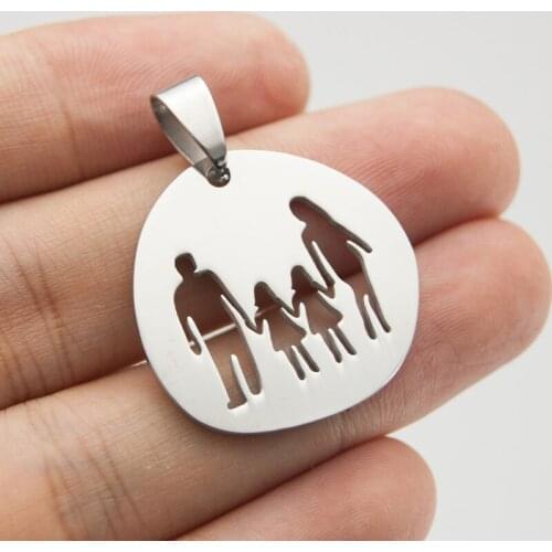 50pcs DIY jewelry Necklace mirror polished family mini Necklace Pendant father mother child pendants stainless steel wholesale