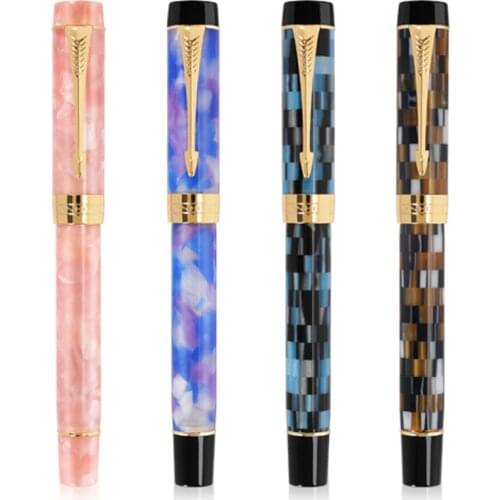 Jinhao 100 Centennial Resin Fountain Pen Exquisite Checkerboard EF/F/M/Bent Nib Ink Pen With Converter For Office & Home Gift