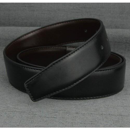 New fashion 3.3cm wide without buckle only belts Black solid genuine leather Waist Strap Casual Waistband Cowskin belt men