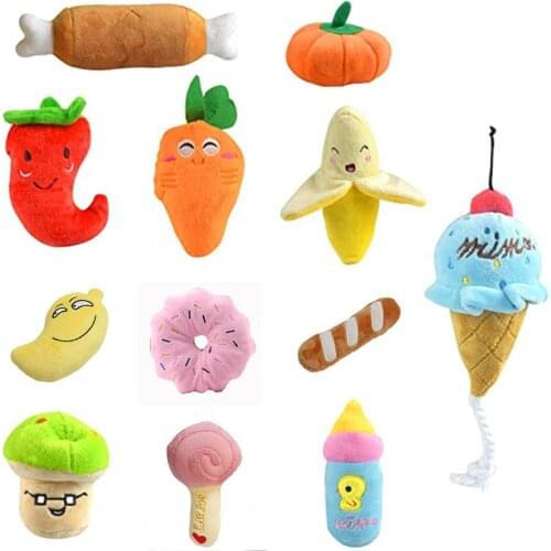 Puppy Dog Toys Plush Squeaky Dog Toy for Small Medium Dogs Bone Fruits and Vegetables Aggressive Chewers for Pet Cat Products