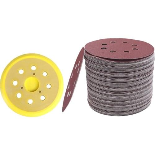 Pouvoir 100X 5'' 180 Grit Sanding Disc Sanding Polishing Pad Sandpaper Disc 8-Hole