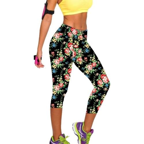 TOIVOTUKSIA Printed Fitness Pants Pantalones Legging Summer Soft Skin Legins Floral Capris
