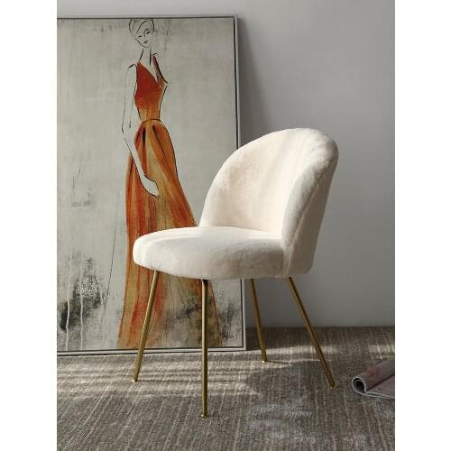 Nordic Dresser Vanity Chair Home Accent Chairs Designer Modern Morocco Accent Chairs Fur Cushion Lounge Chair for Bed Room