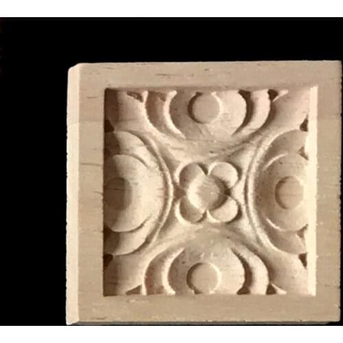 Vintage Wood Carved Corner Onlay Applique Frame Door Decorate Wall Doors Furniture Decorative Figurines Wooden Miniatures 5/6cm