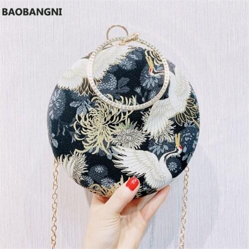 Clutch Bags Printed Red-crowned crane Evening Bag Chain Crossbody Bag Women Handbags Wallets Diamonds Evening Bag