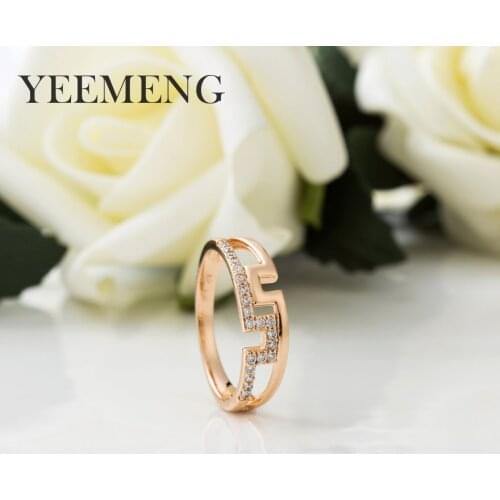 YEEMENG High Quality Hollow Gold Color Cubic Zircon Ring for Female Fashion Popular Wedding Rings for Women
